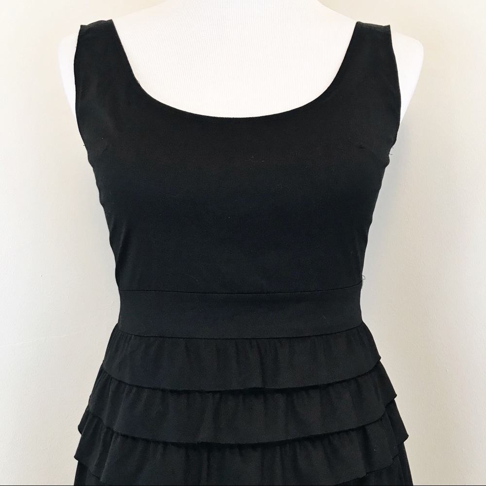 Elie Tahari Black Ruffle Cocktail Dress LBD Size 0 - Picture 5 of 8